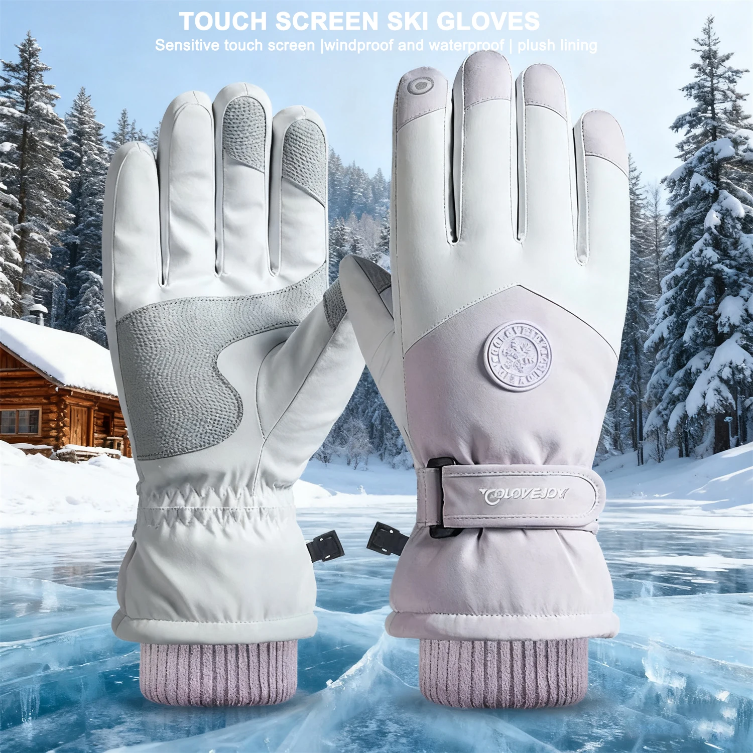 

Unisex Winter Snowboard Ski Gloves PU Leather Non-slip Touch Screen Waterproof Motorcycle Cycling Fleece Warm Snow Gloves
