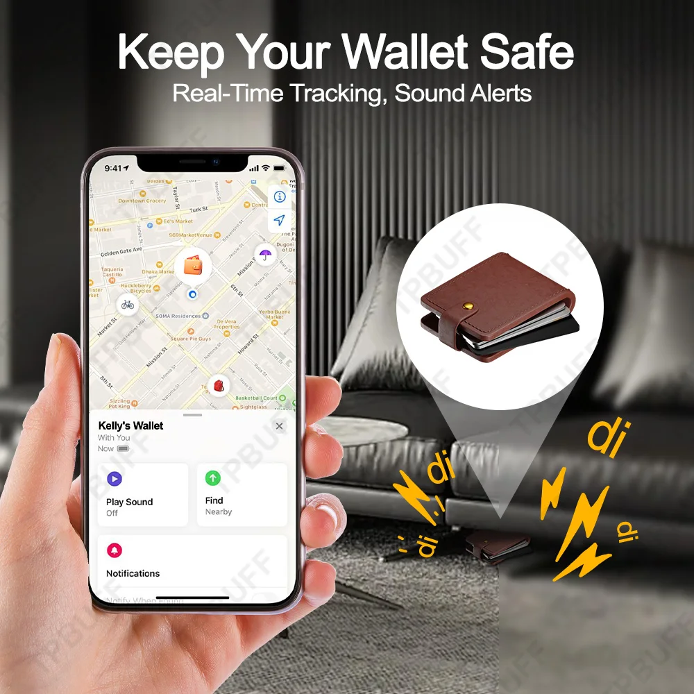 نظام مزدوج Google IOS Antilost Android شحن لاسلكي بطاقة تتبع محفظة محدد علامة صغيرة ذكية لجهاز iPhone العثور على جهازي #5