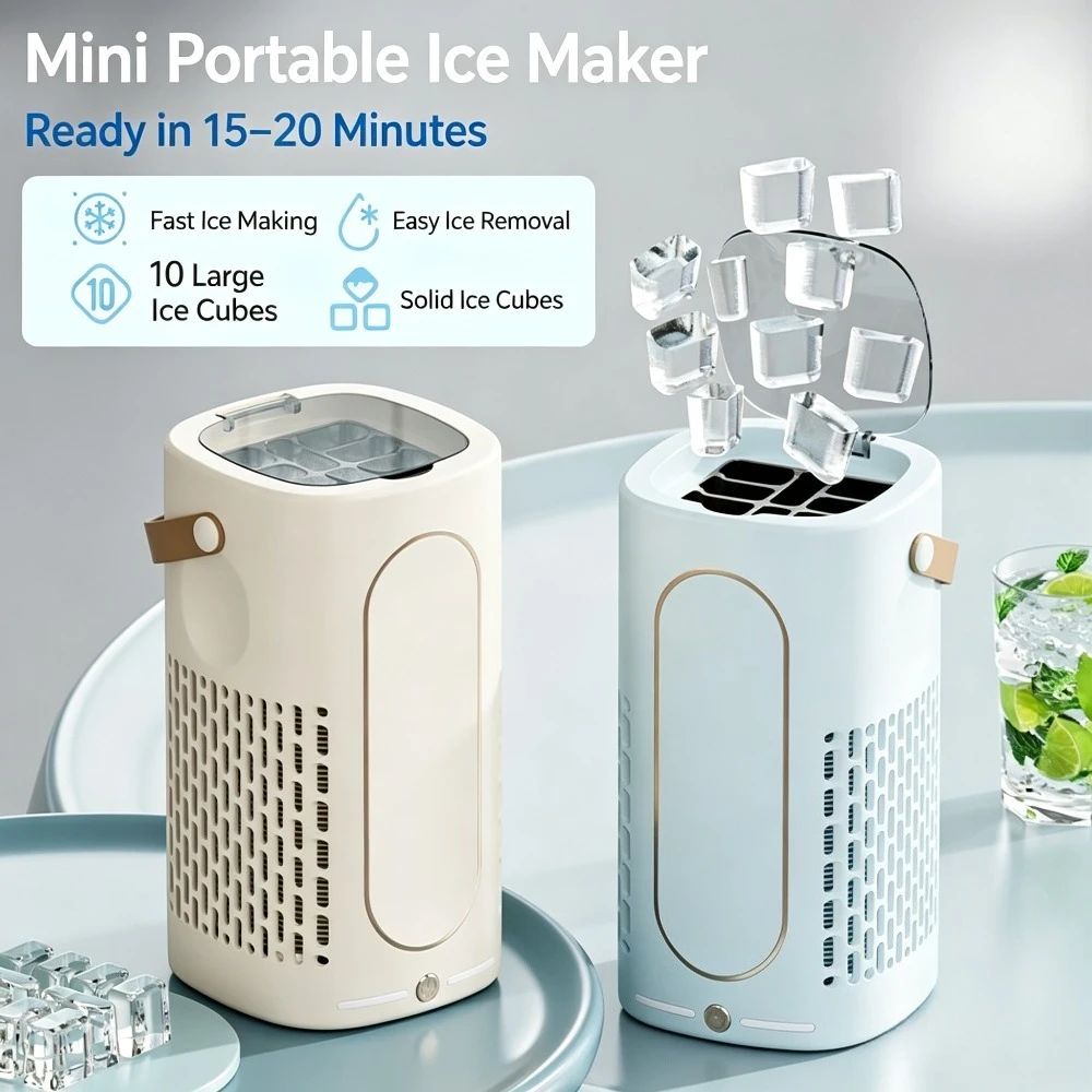Portable Mini Ice Maker Machine Countertop Automatic Cube Ice Machine for Home Dorm Office Camping Car RV Desktop Ice Cube Maker