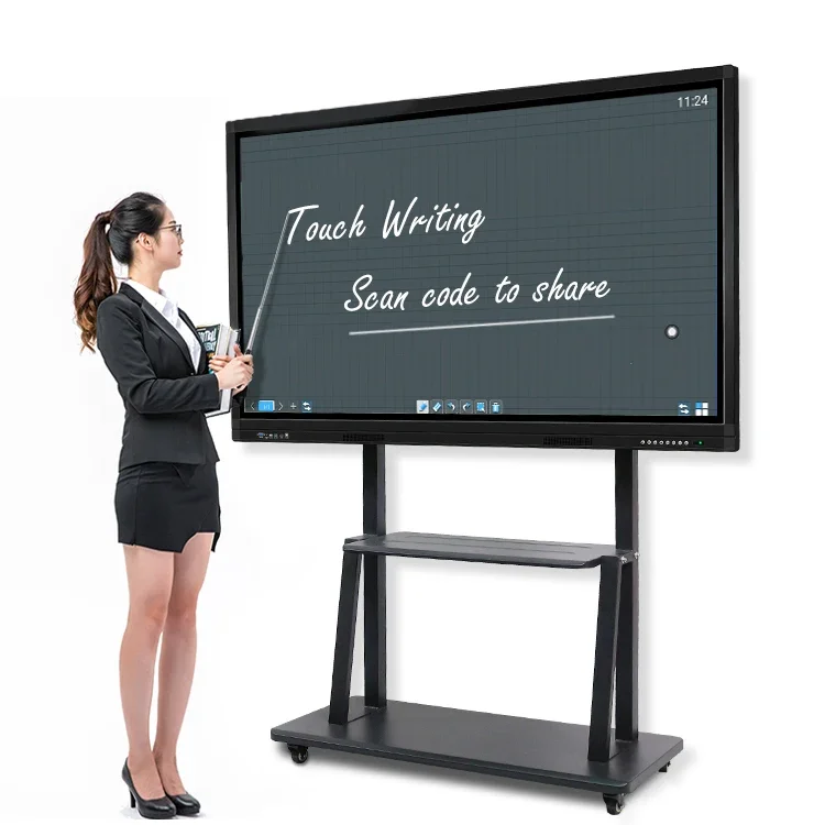 

White Board Interactive Flat Panel Whiteboard Smart Board for School Infrared 10 Points Touch Screen 65 Inch LED Black LCD 80