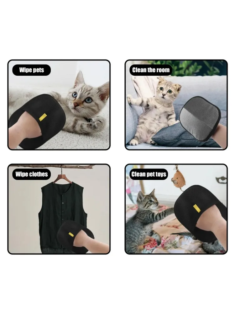 أداة إزالة شعر الحيوانات الأليفة، قفازات إزالة ثابتة قابلة لإعادة الاستخدام، قفازات تهذيب على الوجهين للحيوانات الأليفة، تزيل شعر فرو الحيوانات الأليفة للسجاد