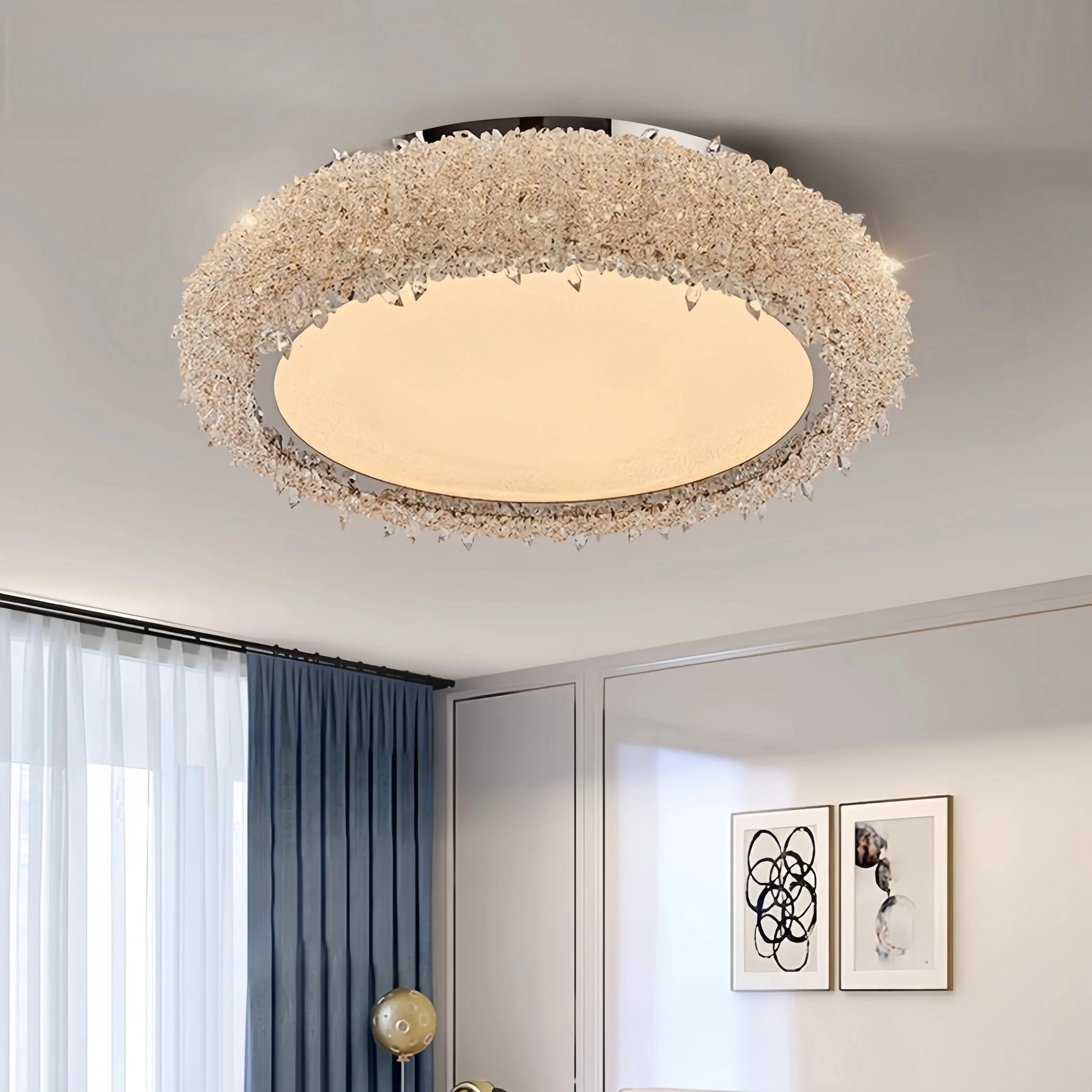 Crystal Ceiling Light Luxury Living Room Main Lamp Modern Minimalist Round Sense Household Lighting Fixture For Decorative Lamp