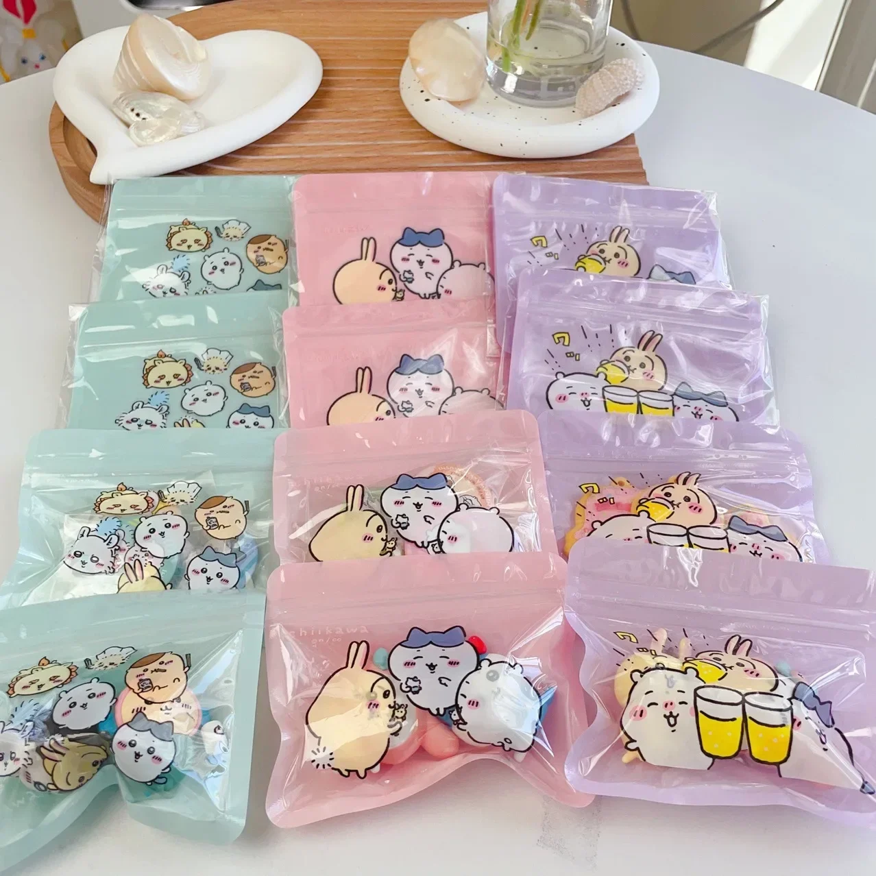 10pcs/set malý na zip plastový brašna laser pouch zip zamknout pouch kawaii ちいかわ ハチワレ obaly přizpůsobené sušenka cigáro pytle s průhledný