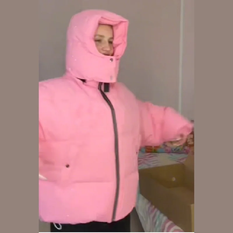 الشتاء فضفاض المرأة أسفل سترة أنيقة الإصلاح حجر الراين سستة مبطن معاطف رشاقته عالية طوق مقنعين أبلى 2025 معطف جديد