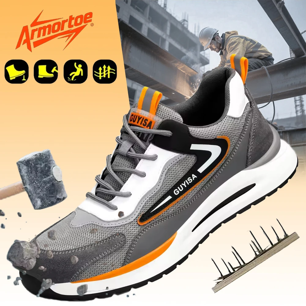 

ArmorToe Four Seasons Models Steel Head Anti-smash Anti-stabbing Safety Shoes Wear-resistant Work Shoes Non-slip #Armor2642