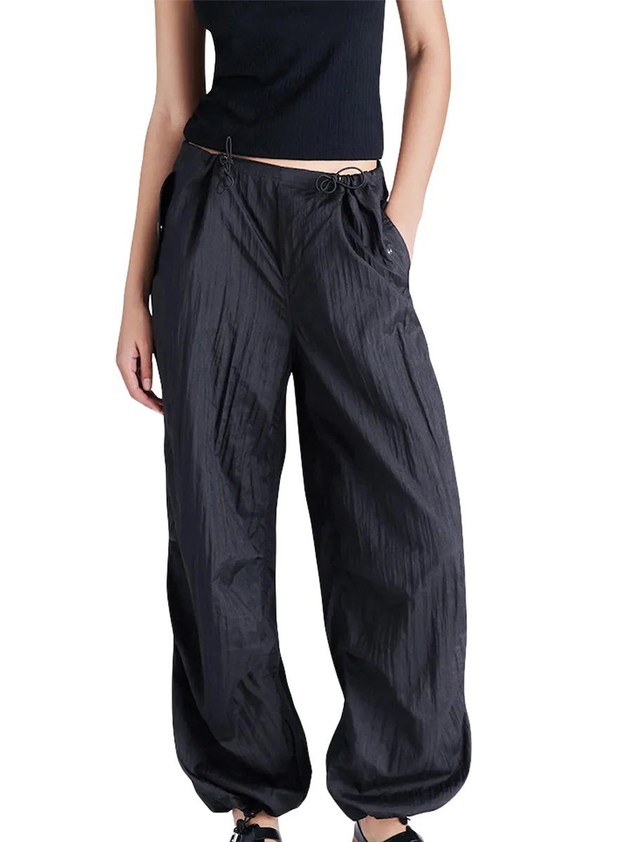 

Women s Baggy Jogger Cargo Pants High Waist Solid Color Parachute Pants Drawstring Sweatpants