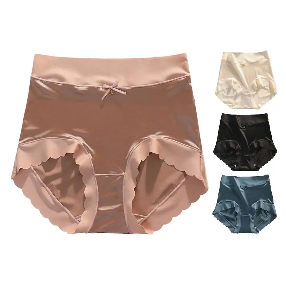 

High-Waist Shorts For Women Multi-Color Shiny Silky Glossy Breathable Spandex Comfortable Gym Underwear Swimwear Briefs