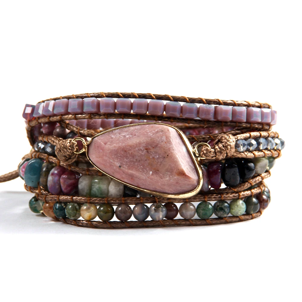 Csináltatás Bohém ékszer Háromszög Félkegyelmű stones Báj Tervező 5 strands Bekever handmade Belépő bracelet Estély Adomány