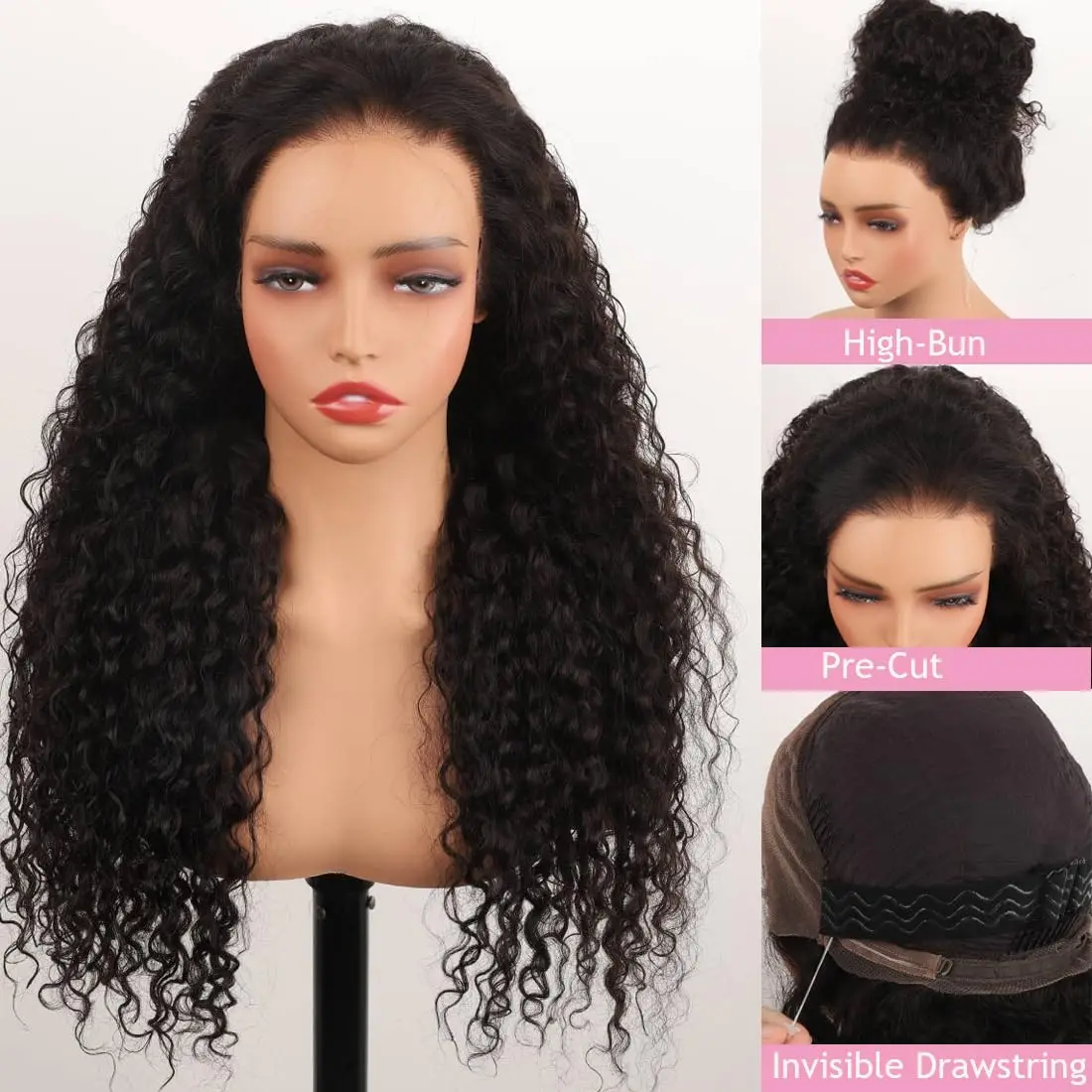 1. Bouncy Springy Deep Wave Wig 100% Virgin Human Hair 13x4 HD Lace Front 200 Density 18 24 30 Inch Bouncy Curls Pre Plucked For Black Women