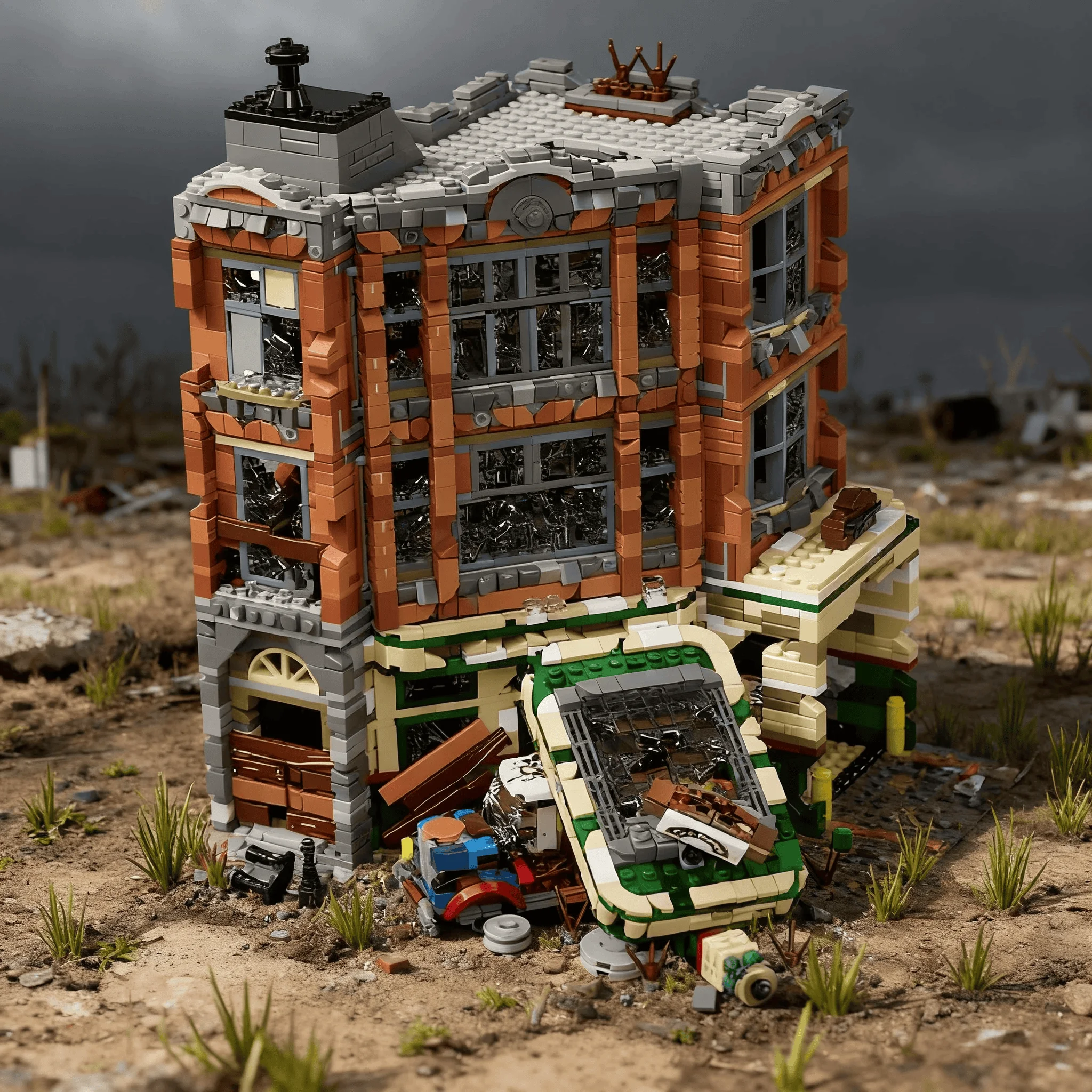 3325 Uds. Arquitectura urbana de película de garaje de esquina, con figuras, Kit de modelo de bloques de construcción modulares de casa MOC, regalo para adultos y niños