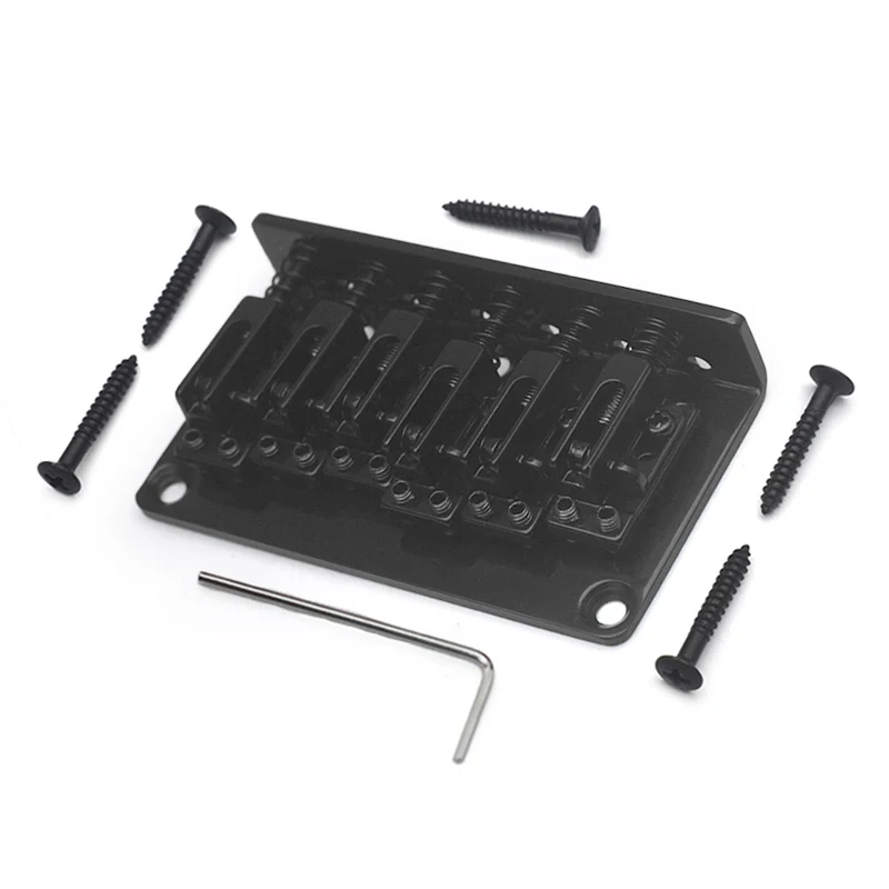 Metal Hardtail 6 String Electric Guitar Bridge 73x40.3MM-10.5 Bottom/Body Through Bridge Double Route Black/Gold/Chrome