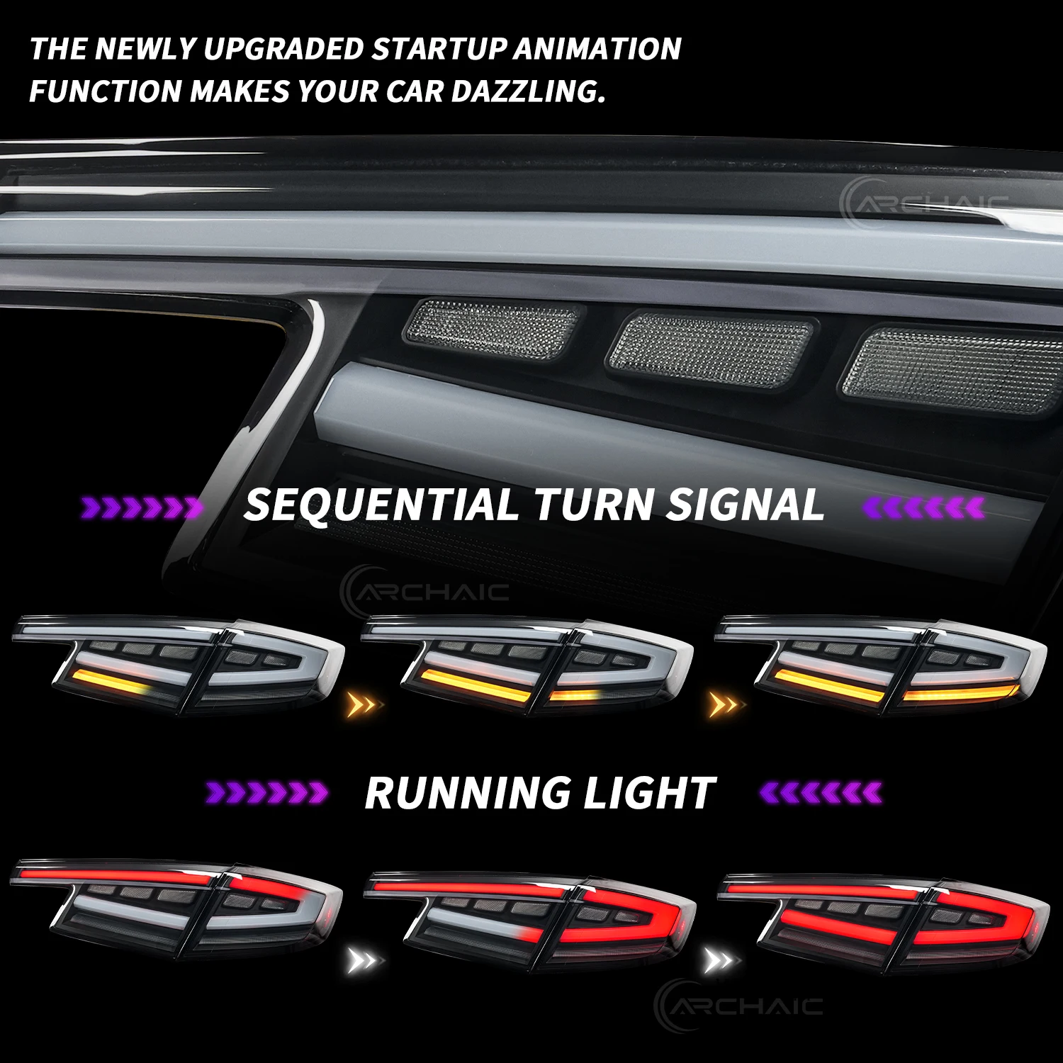 المصابيح الخلفية LED القديمة لـ 1th Gen Honda Civic مصباح خلفي للسيارة 2022-2025 مصباح سيارة هاتشباك FL سلسلة Type-R ضوء خلفي #3