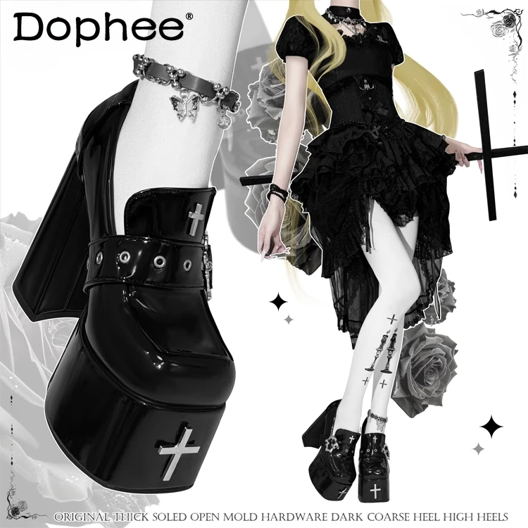 

Original Gothic Subculture Black Platform Shoes Punk Style Women's Fashion Versatile High Heels Ladies Cross Cos Pumps Fall 2025
