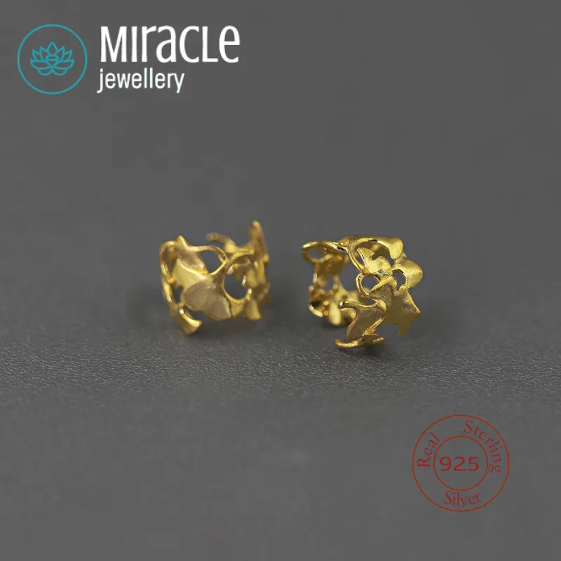 

Miracle Sterling Silver 925 Original Late Autumn Ginkgo Leaf Ear Cuff Niche Design French Style Non-Pierced Earrings