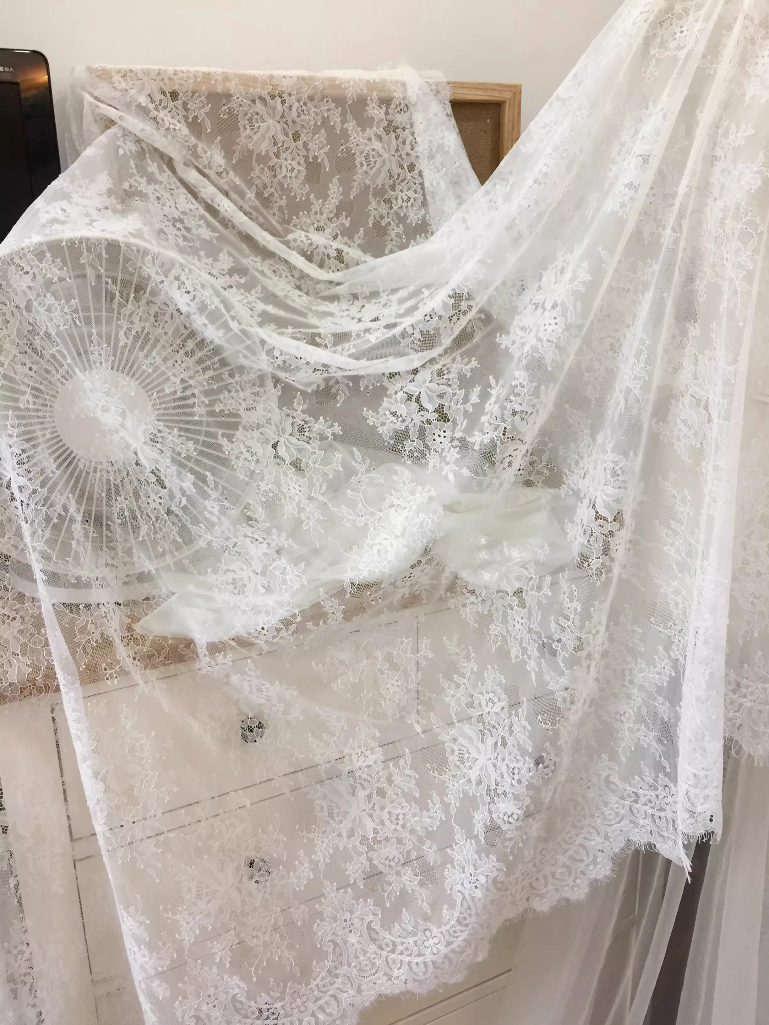 

3yard Soft eyelash lace fabric wedding dresses formal dresses headwear accessories sewing accessories fabrics for Clothing