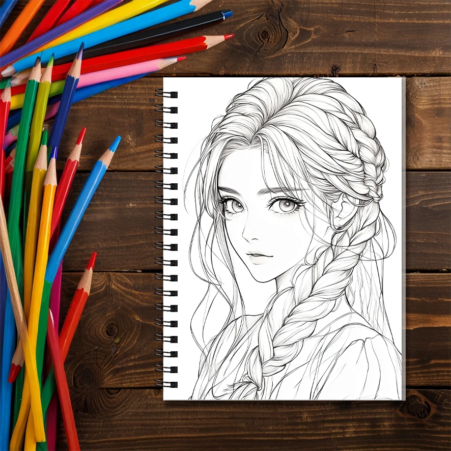 Anime Divas Adult Coloring Book - 8.3x 11.2 Inch 22 Page Coloring Book - Helps Reduce Stress and Ease Emotions