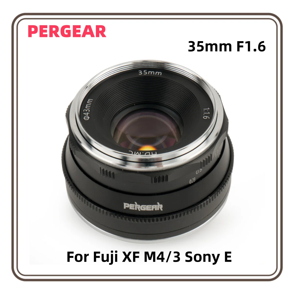 Объектив PERGEAR 35 мм F1.6, фиксированный объектив с ручной фокусировкой для Fujifilm XF M4/3 Sony E Mount Camera X-A1 X-A10 GM1 GM5 GM7 NEX-5