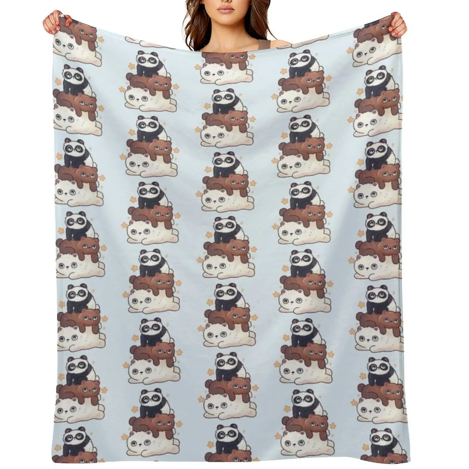 

bear stack Throw Blanket Decorative Sofa Thermals For Travel Decorative Beds valentine gift ideas Blankets