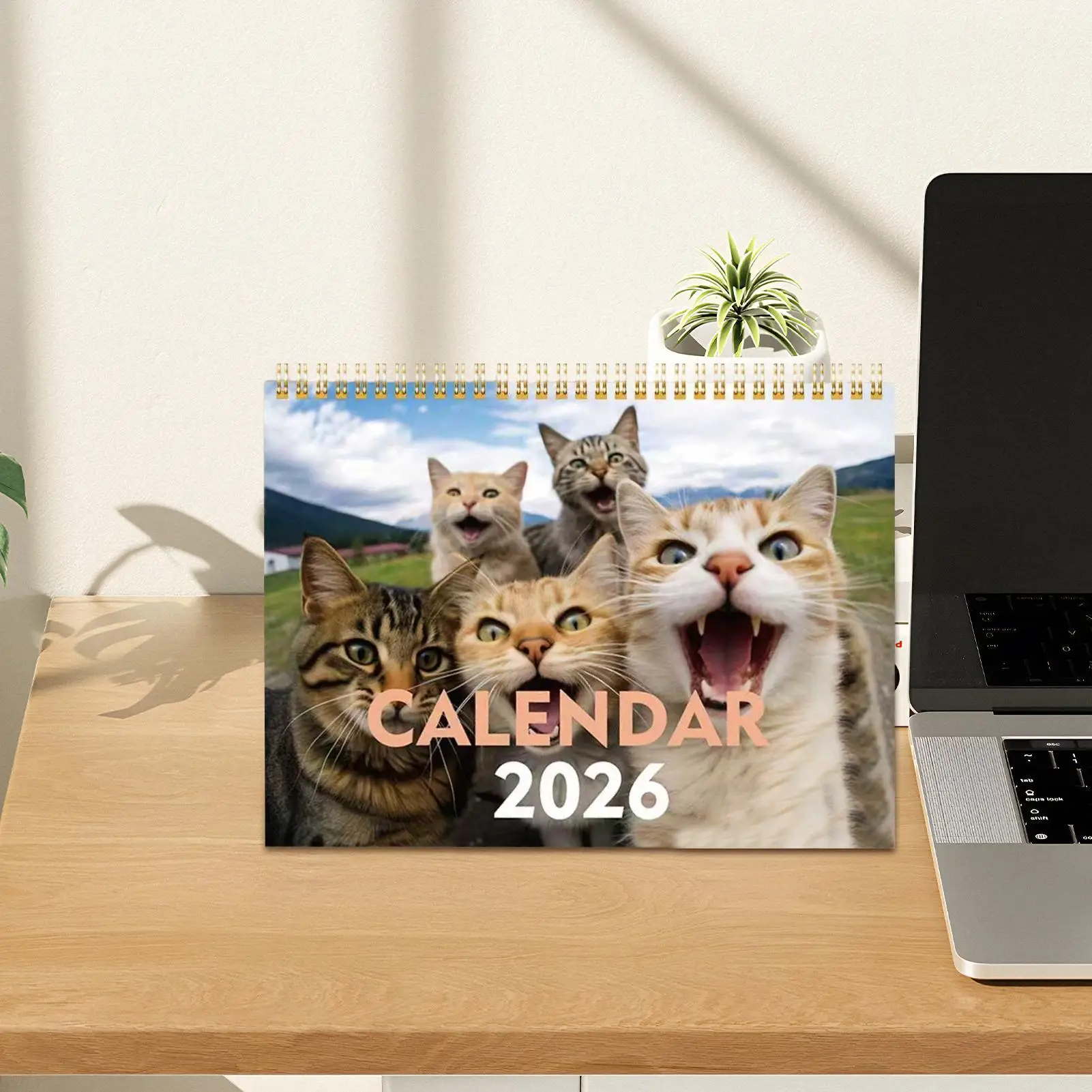 

2026 Cats & Friends Desk Calendar, Cute Monthly Planner with Adorable Cat Photos, Motivational Study Office Organizer & Decor