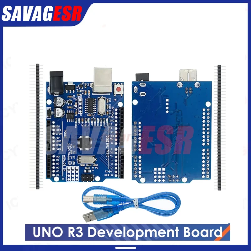 SAVAGESR UN0 R3 Board ATmega328P Development Board with Pin Header and Cable Compatible with IDE Projects