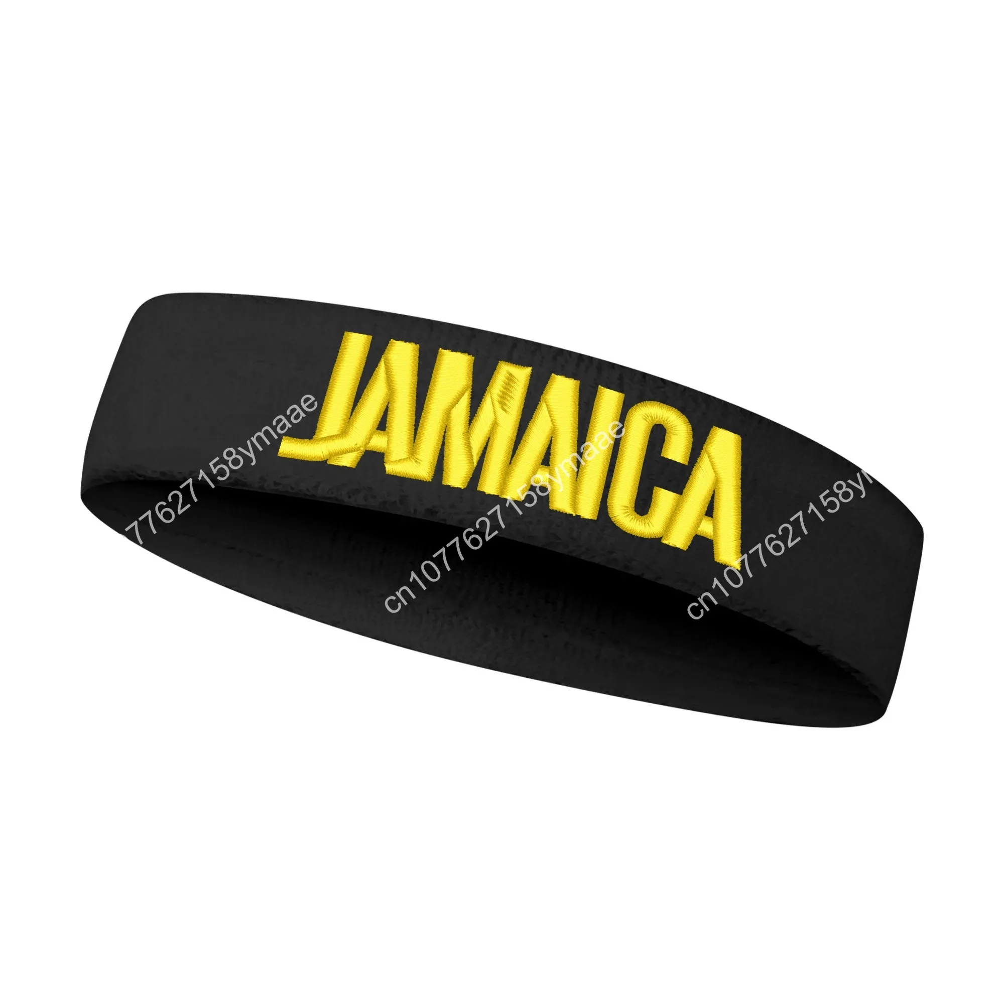 Jamaica Flag Embroidered Sports Headband Mens Womens Sweatband Bandana Fitness Sweat Absorb Band DIY Name & Team Name & Colors