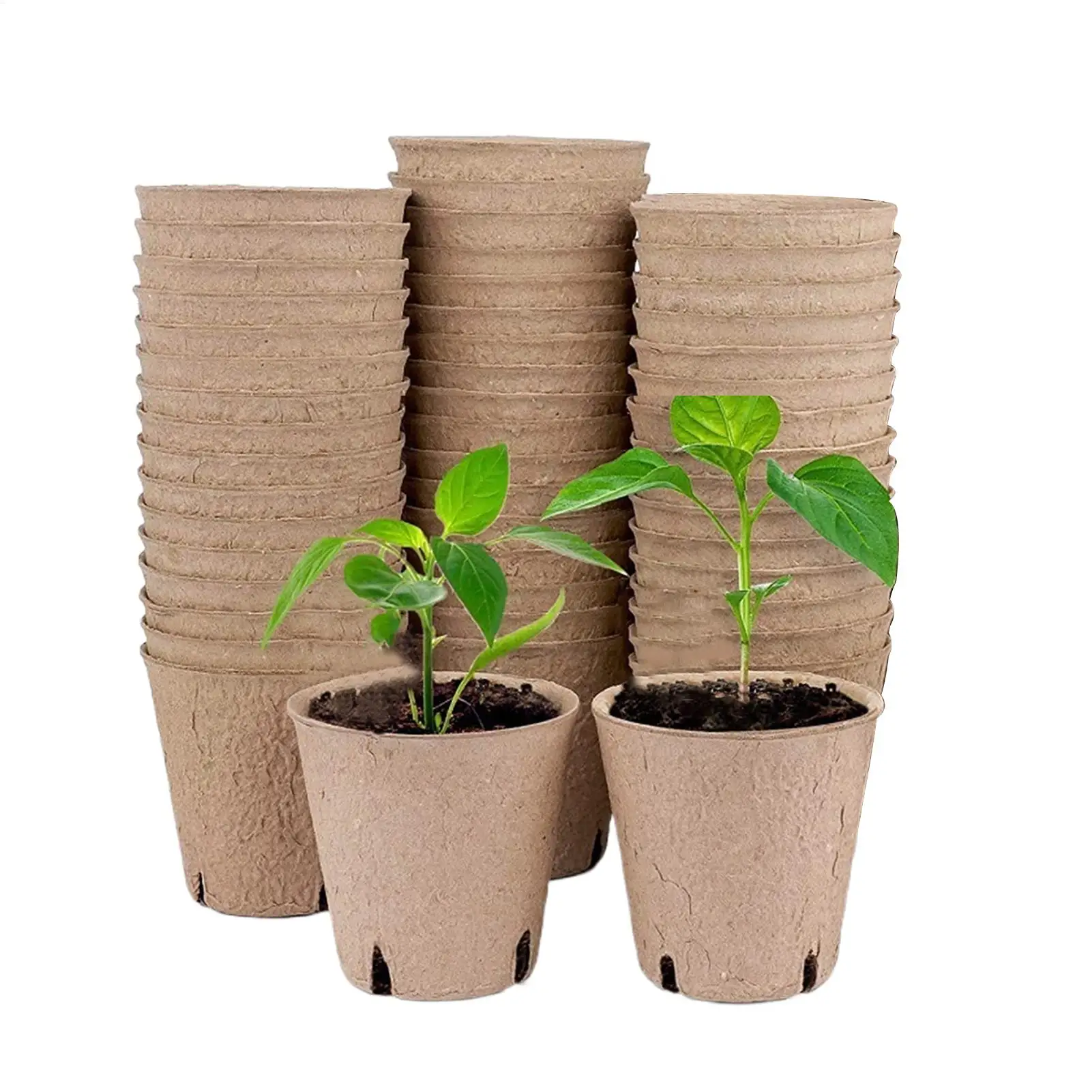 50pcs 8cm Pots for Seedling Outdoor Garden Germination Nursery Pots Pulp Biodegradable Seed Starter Pots Kits