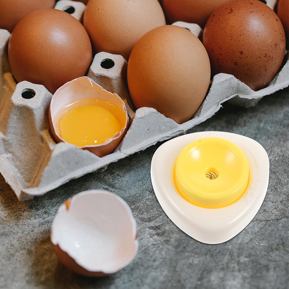 2pcs Egg Hole Puncher Kitchen Tool Manual Yellow Shell Separator Reusable Stainless Steel Piercer Non Slip Base Easy Clean