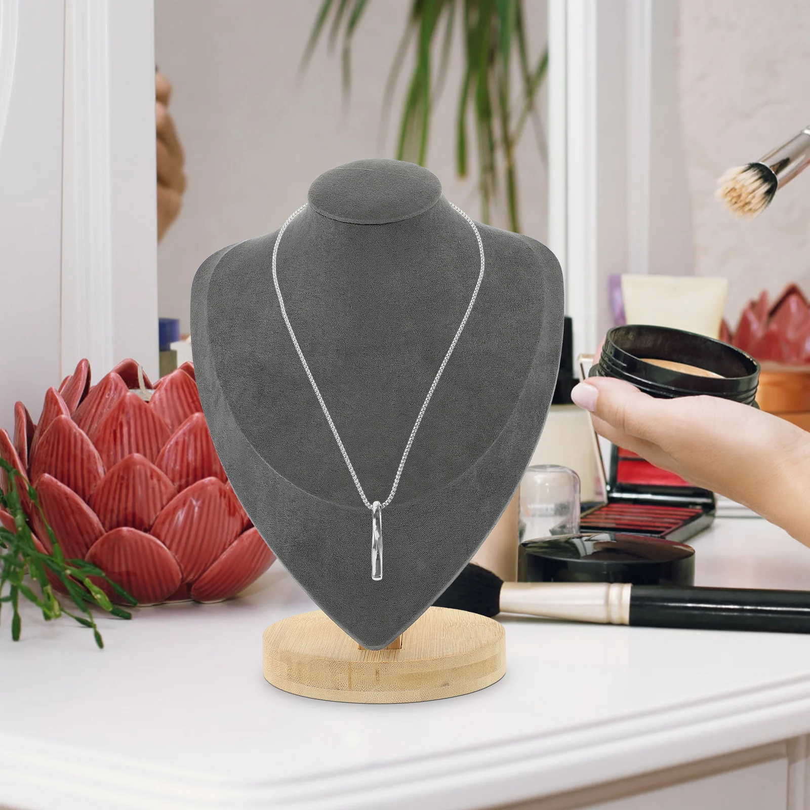 

Ожерелье Дисплей Бюст Человеческая Шея Форма Бамбуковая Подставка Стабильная Основа Витрина Ювелирных Изделий Стойка Органайзер Держатель Дисплея