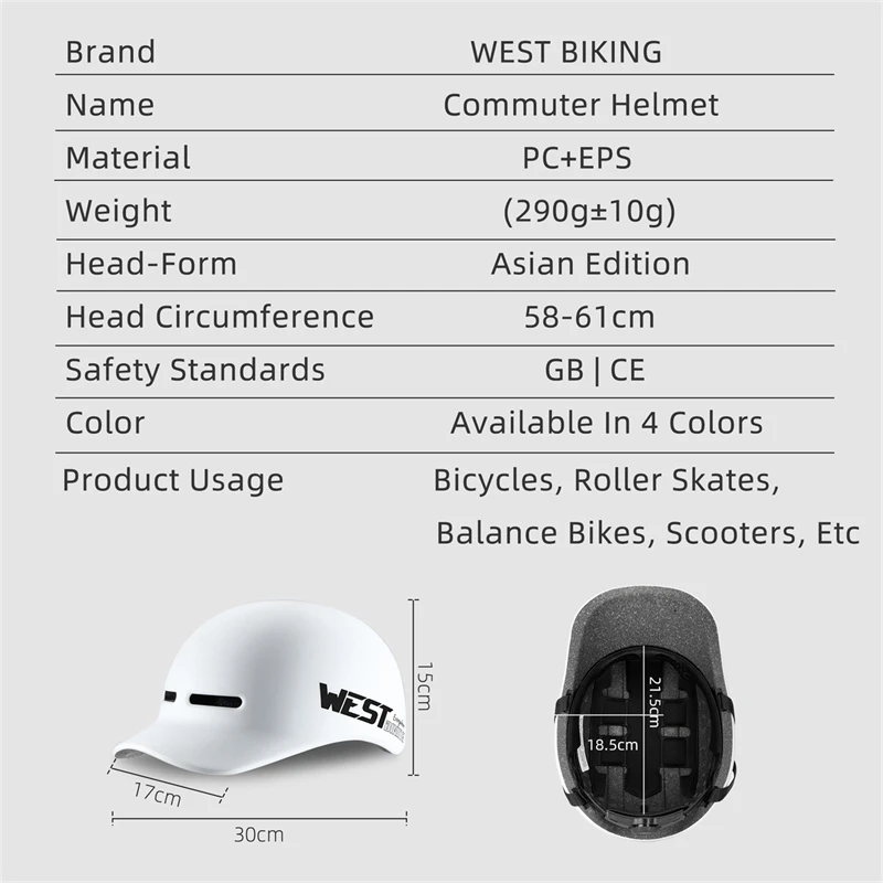 WEST BIKING New Cycling Helmet Comfort Lining Lightweight Men Women Adjustable Commuter Helmet Safety Riding Mtb Road Bike Cap