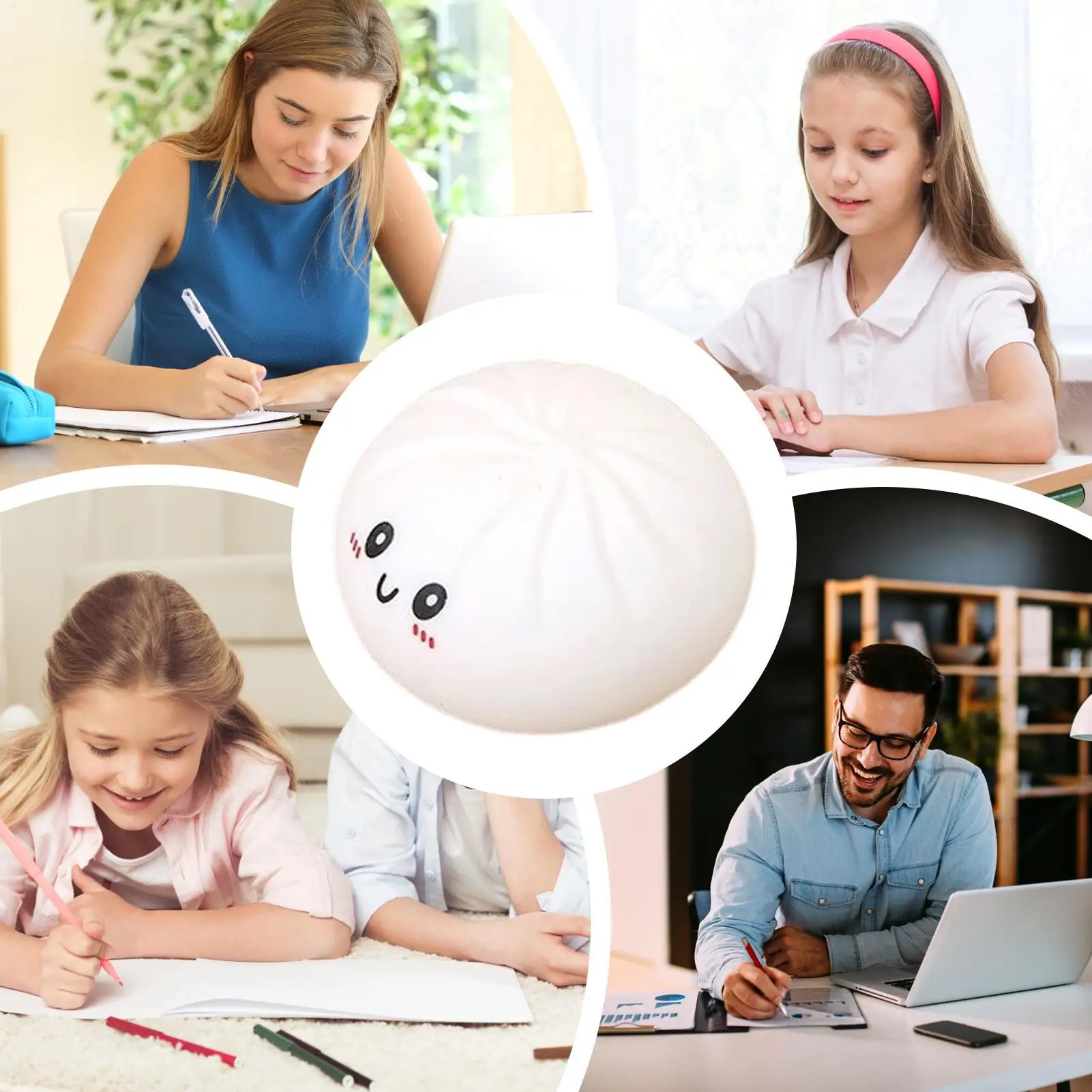 Sensory Squeeze Toy Cute Funny Sensory Soft Steamed Bun Squeeze Fidget Toys For Boys Girls Children Teens Adults Students Home