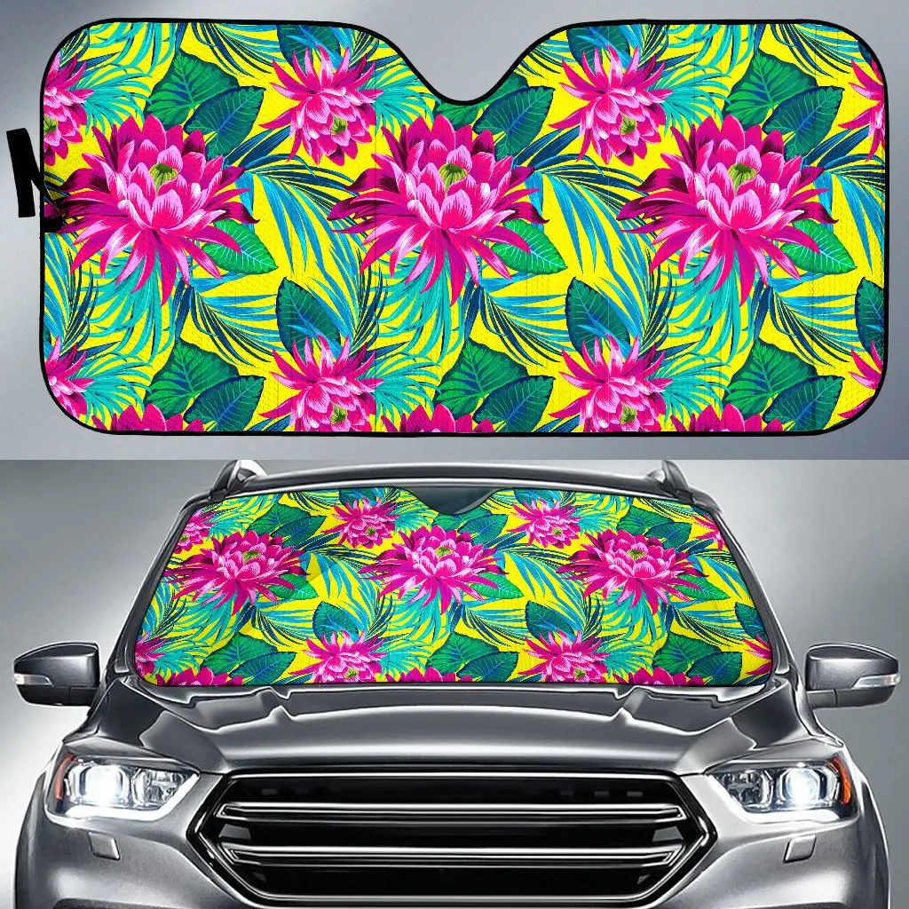 

Tropical Lotus Pattern Print Car Sun Shade