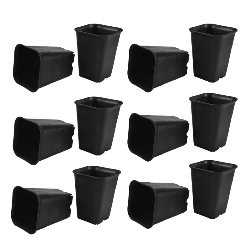 

AB39-12PCS-Pack Черный квадратный пластиковый горшок для суккулентов для растений, цветов кактуса и т. д., черный детский цветочный горшок