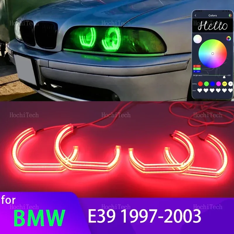 

Комплект колец с управлением через приложение для телефона RGB, многоцветный DTM M в стиле Crystal Led Angel Eyes для BMW 5 SERIES E39 525i 528i 530i 540i 1997-2003
