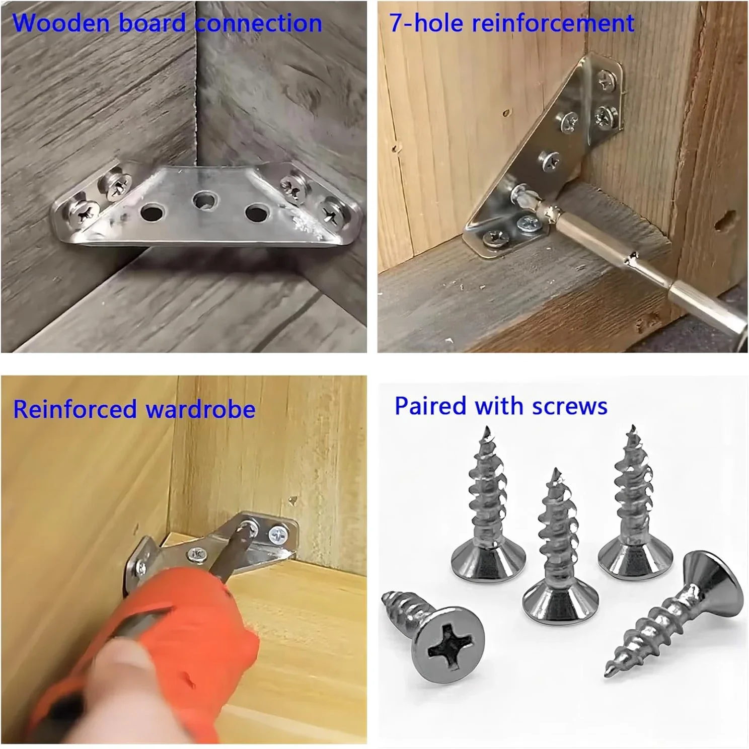 yesStainless Steel L Brackets 90 Degree (30,10,20 Pcs Kit) - Heavy Duty Corner Brace with Screws, Easy Install Furniture & Shelf