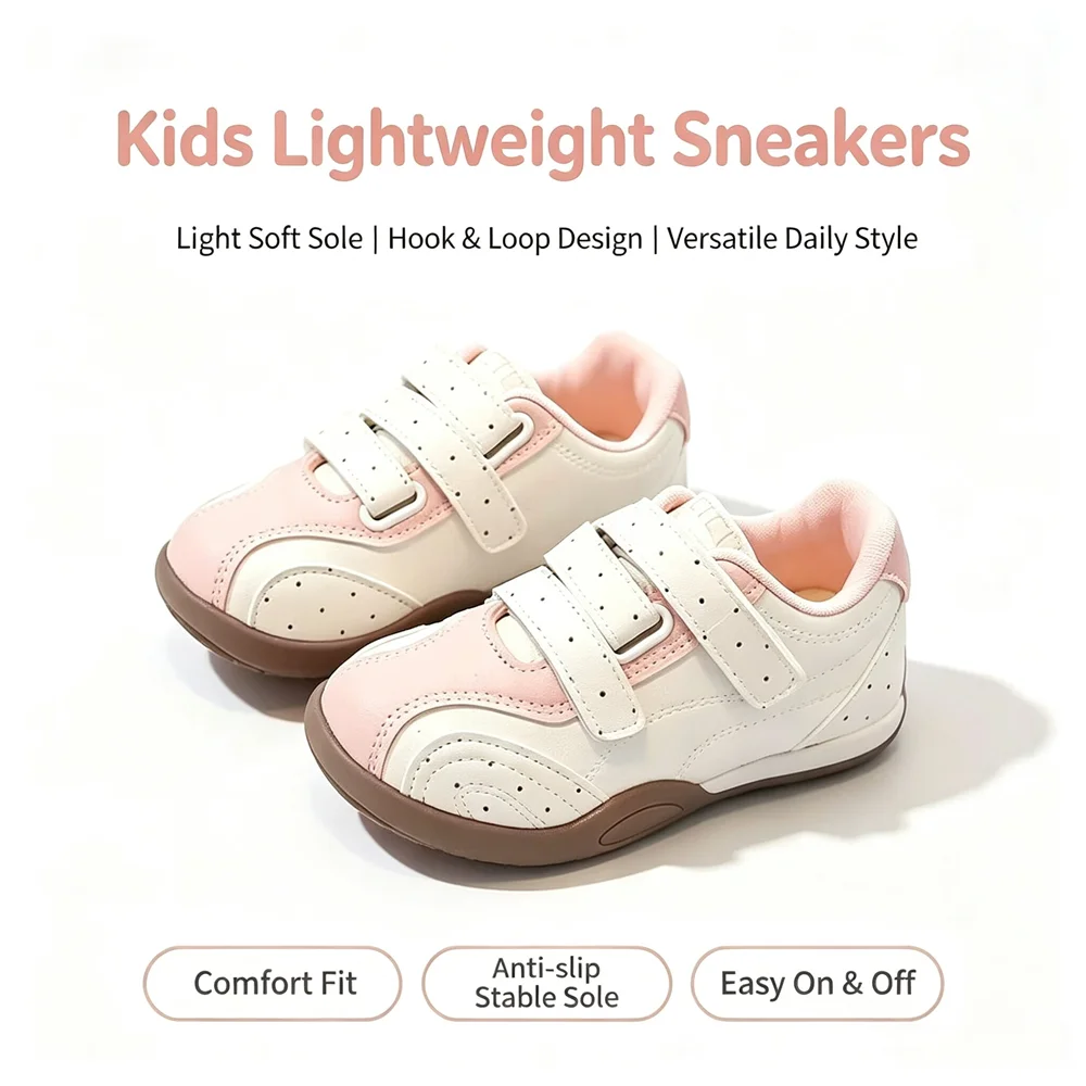 Toddler Boys Girls Dual Hook and Loop Sneakers Breathable Lightweight Casual Shoes Non Slip Rubber Sole for School Daily Walking