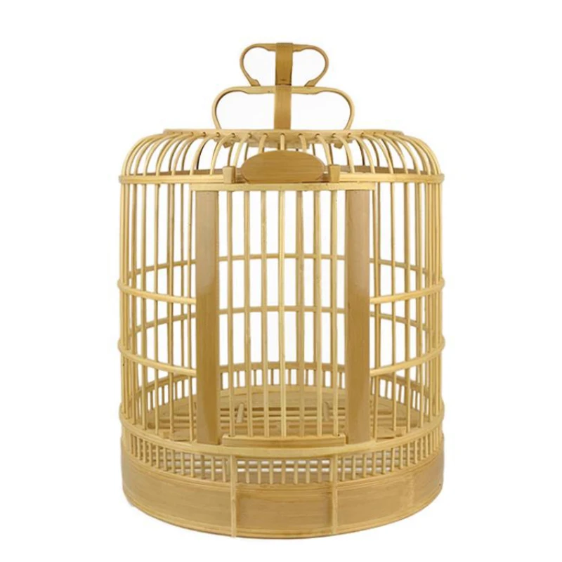 Bamboo 3-in-1 Set Birdcage Large Villa Breeding Cage Pet Products Round Five-in-One Set 100% Bamboo Bird Cage