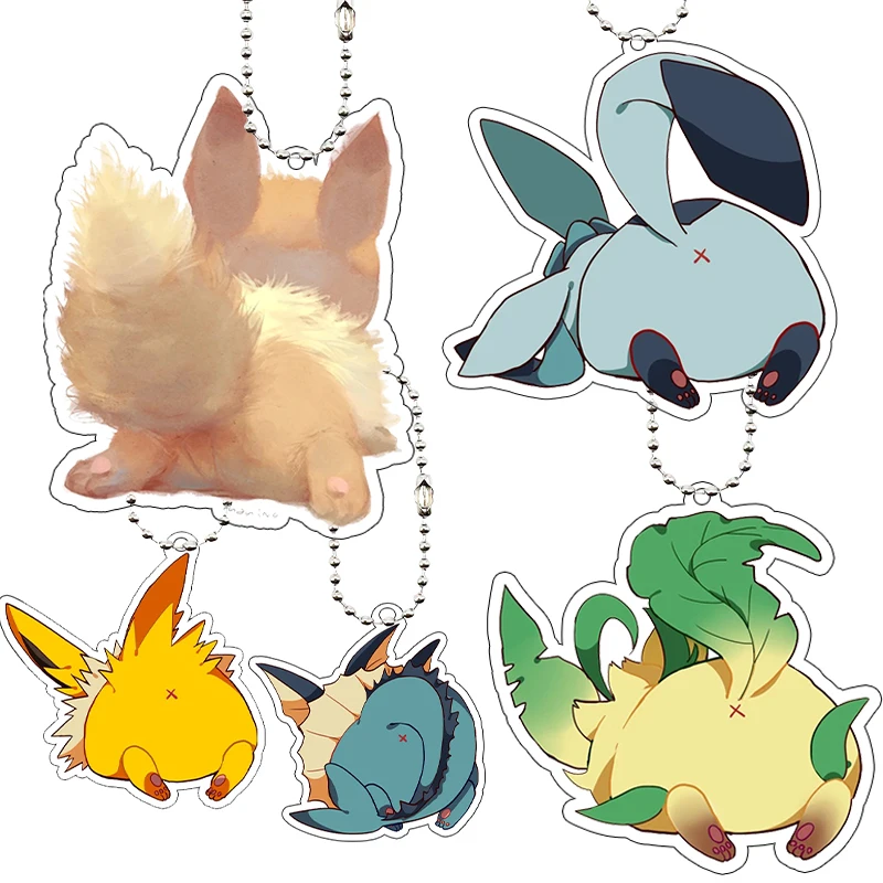 

Акриловый брелок-подвеска Sylveon Espeon Vaporeon с изображением Eevee из мультфильма/аниме, милый, с принтом, аксессуар для ключей, подарок, игрушка