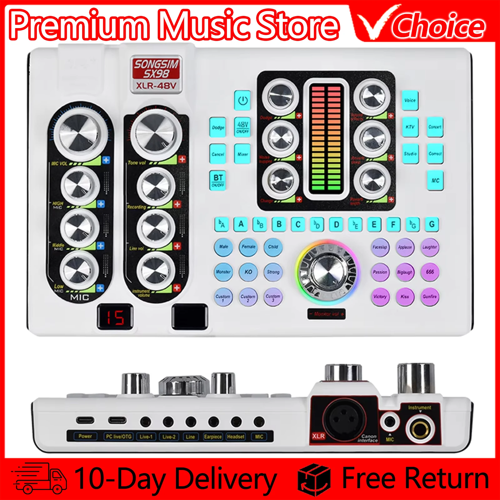 IRIN Sound Card Outdoor Live Broadcast Featuring Bluetooth Stereo Five-Channel Audio Singing Support Sound Card