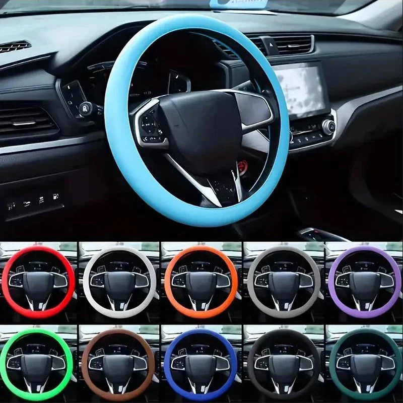 Silicone Steering Wheel Cover Ultra-thin Anti-slip Steering Wheel Cover Soft Silicone Accessories Universal Steering Wheel Cover