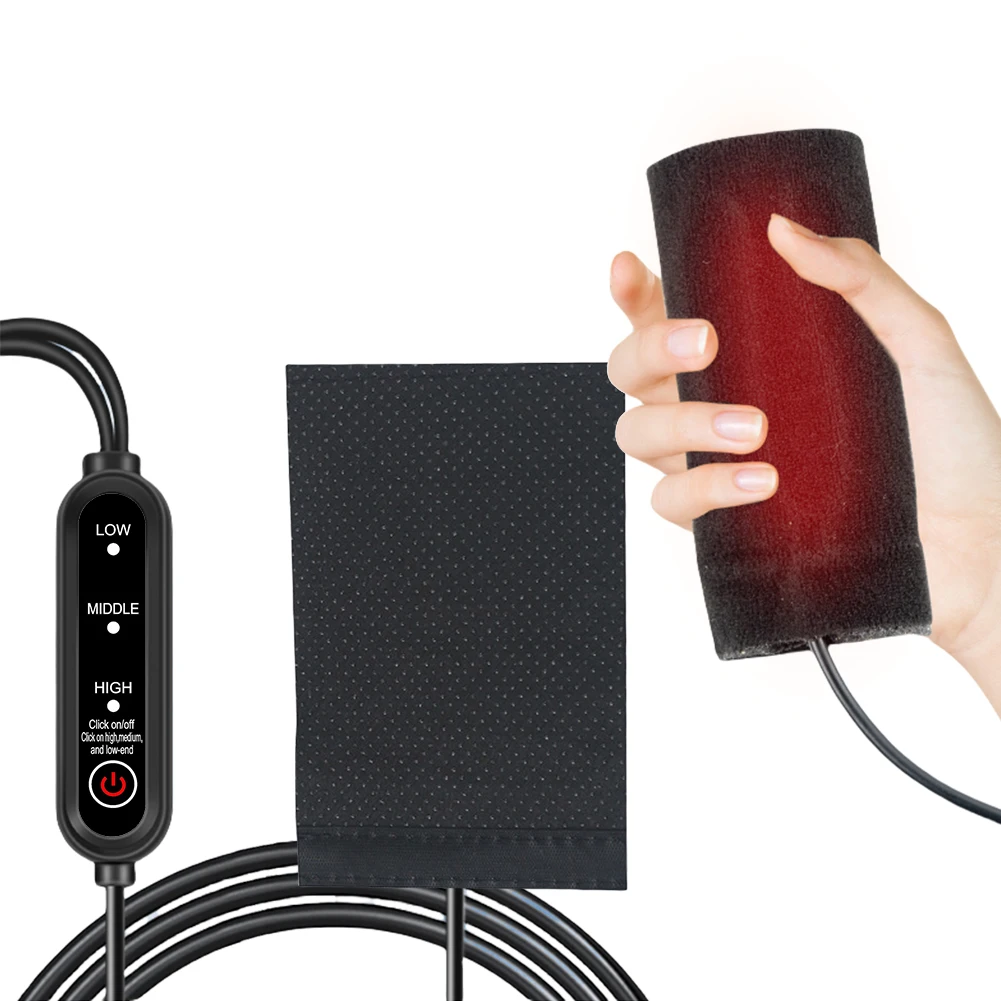 

12V USB Motorcycle Heating Handlebar Cover 3 Gears Electric Heated Handle Cover Anti Slip Handlebar Heater Warmer for Winter