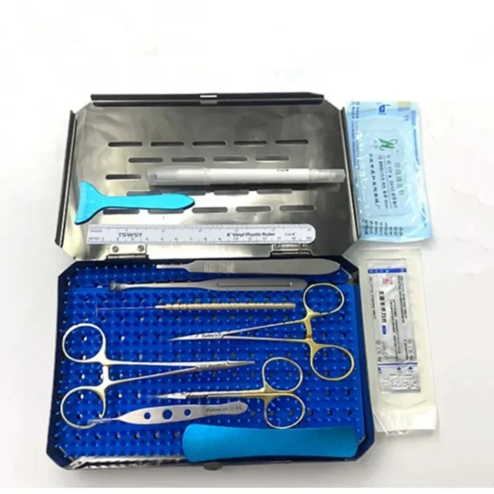 

12Pcs Instrument Set Profession Blepharoplasty Surgical Instruments Facial Whitening Tools with Stainless Steel Disinfection Box