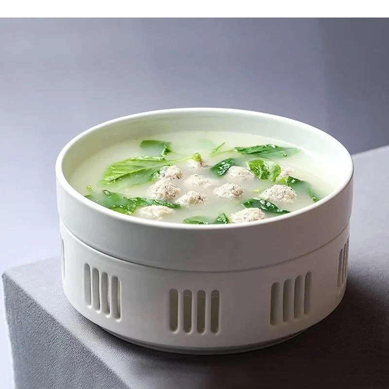 Heatable Insulation Plate White Ceramic Steak Cutlery Hotel Restaurant Main Course Plates Delicious Dishes Decorative