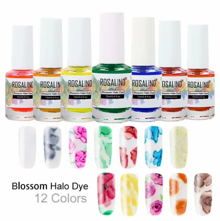 Zestaw żeli do paznokci akwarelowych |   Blossom & Halo Effect 12ML Lakier do paznokci zmieniający kolor, baza i top coat, wymaga lampy UV