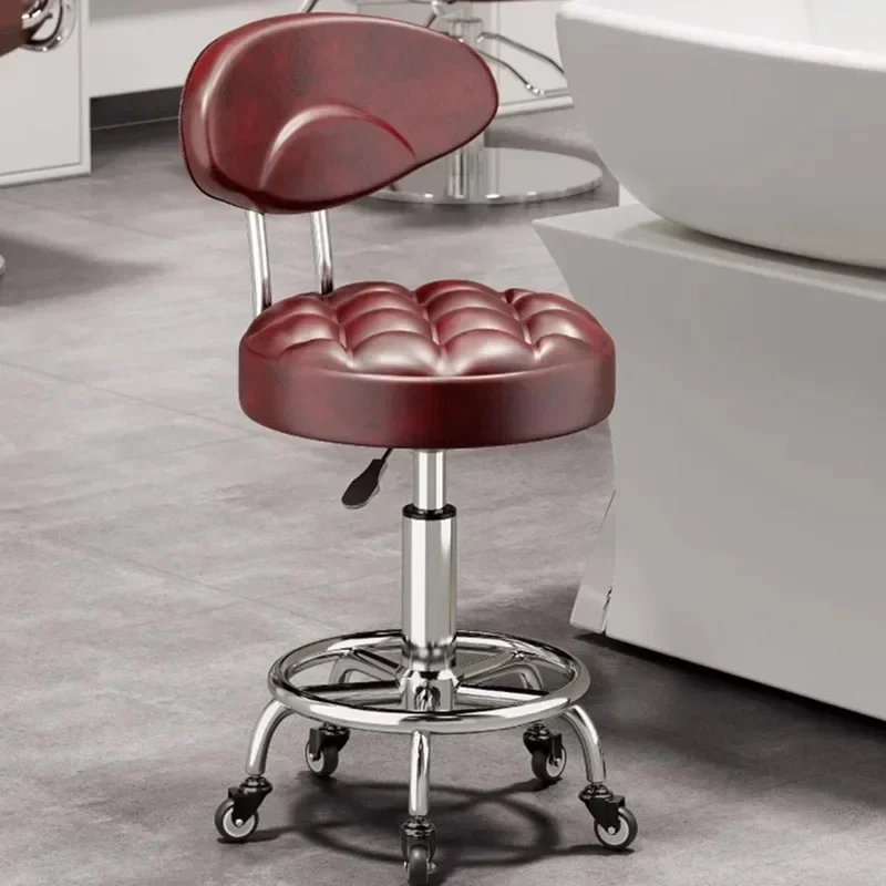 Barber Chair Swivel Wheels Rotating Chair Salon Hair Stylist Barbershop Equipment Furniture Professional Rolling Silla Giratoria