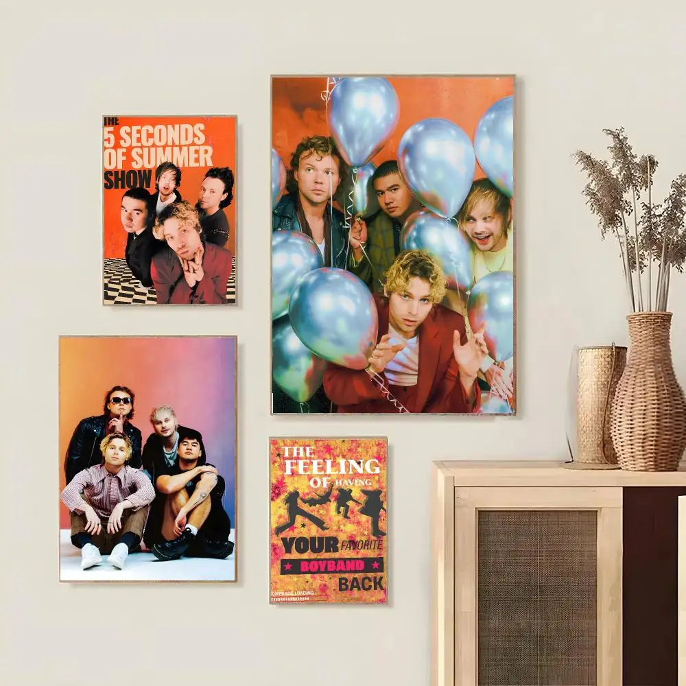 Band 5 S-seconds Of Summer Poster Modern Canvas Wall Art High-Quality Print Poster For Hallway Living Room Home Decor