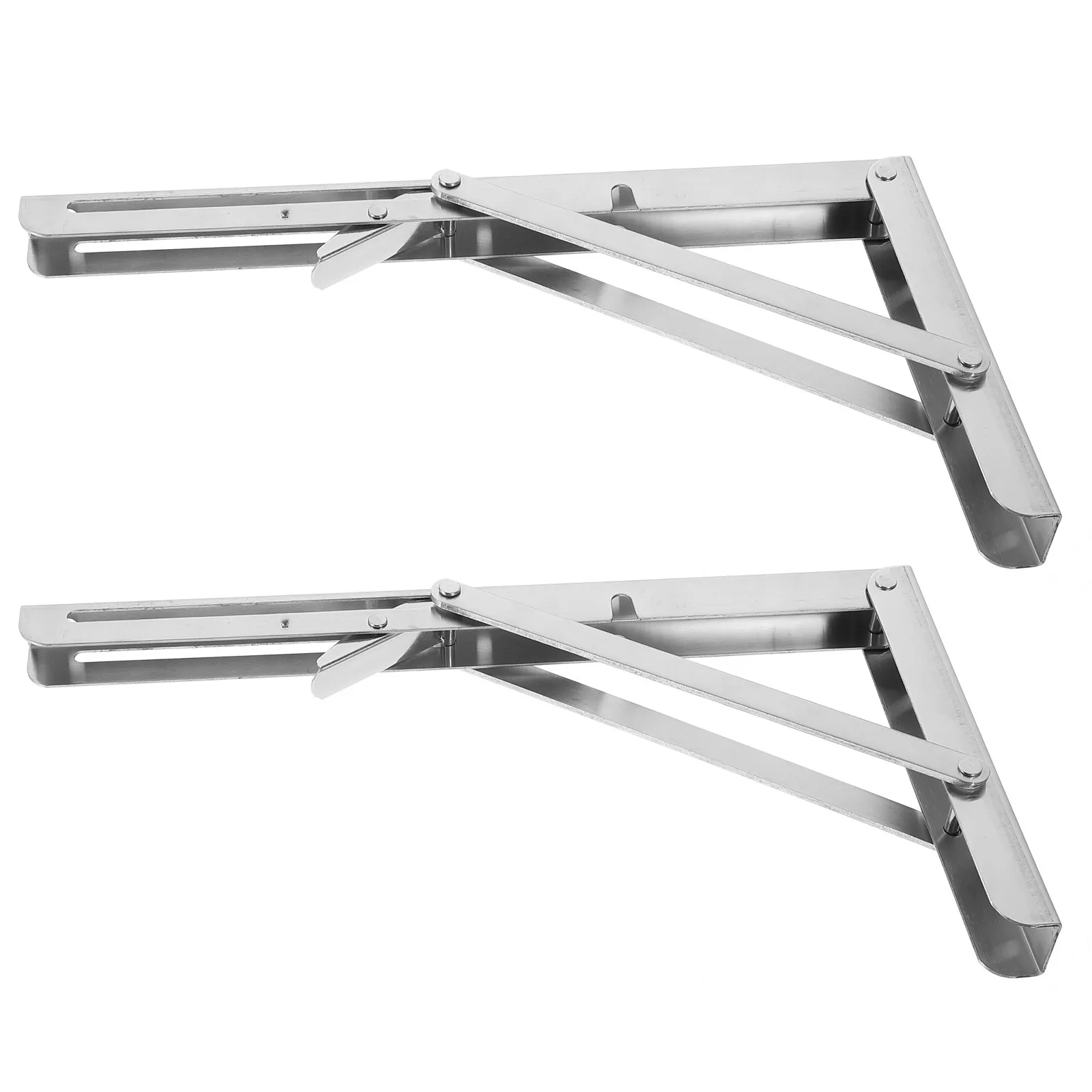 

2pcs Stainless Steel Brackets Folding Shelf Support Racks For Wall Board Desk Mount Heavy Duty Collapsible Hardware Fixings