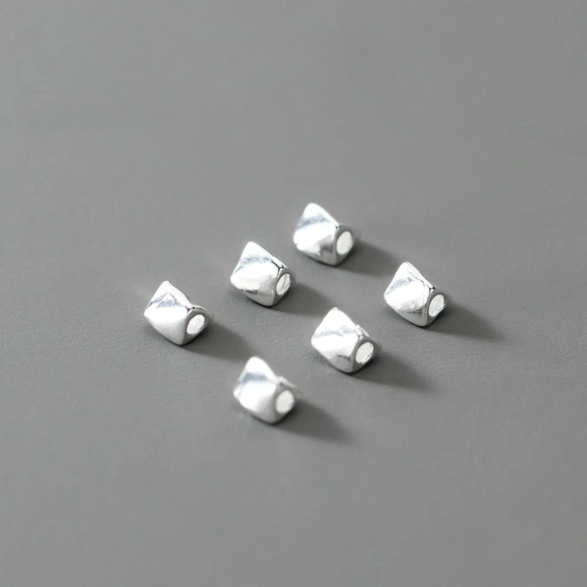 6pcs 925 Sterling Silver Triangle Spacer Beads for DIY Bracelet Necklace Making Fine Jewelry Finding