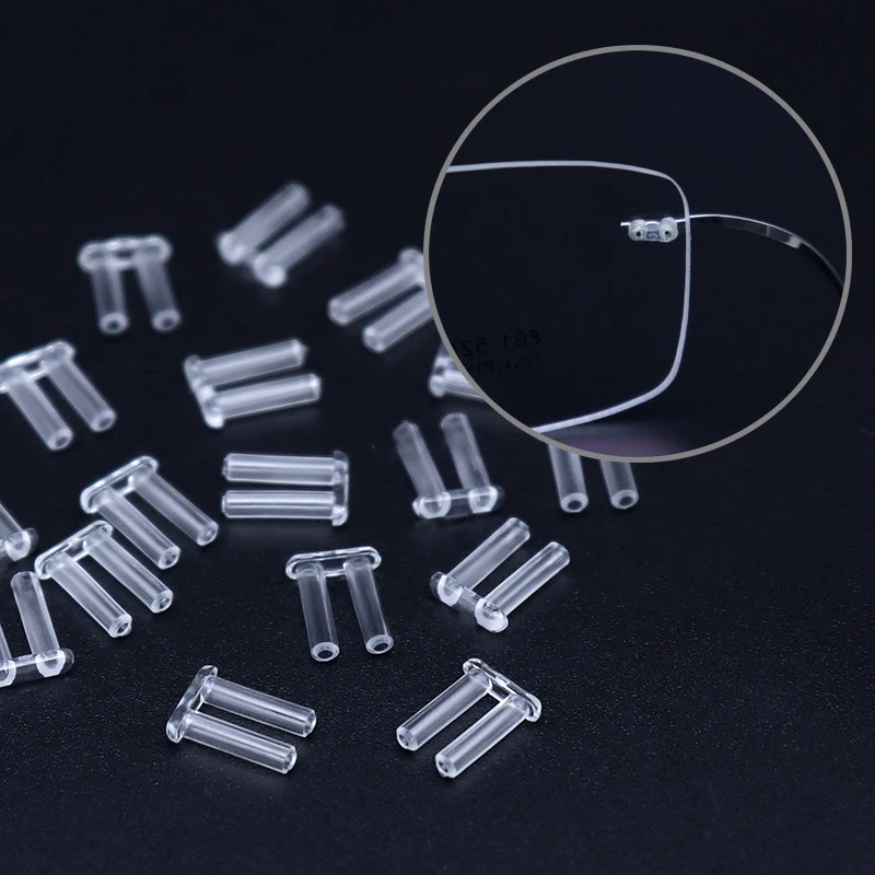 *New 100Pcs 7mm/2.2mm Length Rimless Glasses Double Rubber Plug Lock Buckle For Prescription Glass Glasses Equipment Accessories
