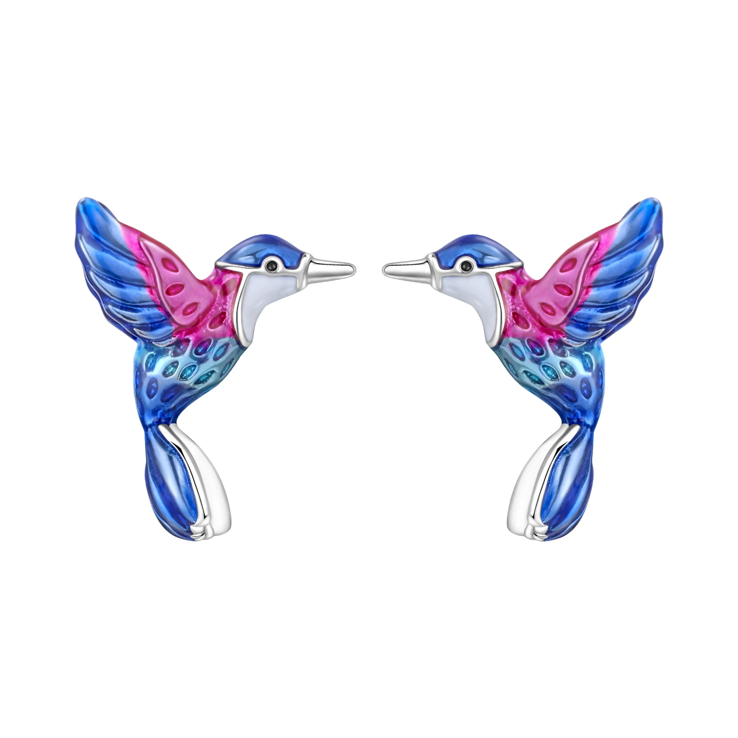 Orstarry S925 Sterling Silver Colorful Hummingbird Stud Earrings For Lady S925 Jewelry Party Anniversary Trendy Original Gifts