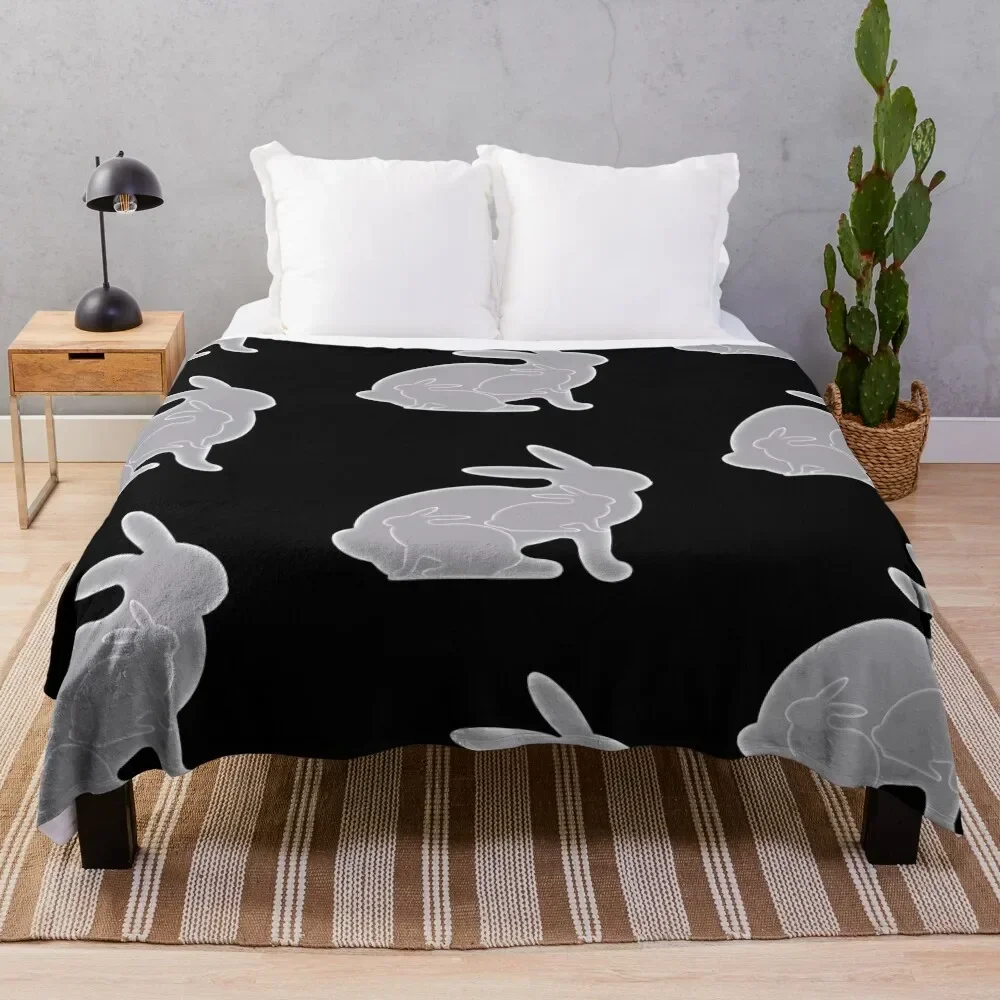 Black and White Rabbit Triads Throw Blanket Tourist Shaggy Blankets